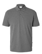 Slhslim-Atlas Ss Polo Tops Polos Short-sleeved Grey Selected Homme