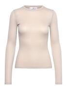 Lurex Knitted T-Shirt Tops T-shirts & Tops Long-sleeved Beige Mango