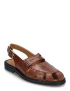 Sandals - Flat - Closed Toe - Op Flate Sandaler Brown ANGULUS