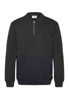 Jersey Pique W Zip L/S Tops Polos Long-sleeved Navy Lindbergh