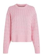 Soft Co Cable C-Nk Ls Swt Tops Knitwear Jumpers Pink Tommy Hilfiger