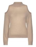 Aviel Open Shoulder Sweater Tops Knitwear Jumpers Beige Dante6