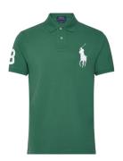 Custom Slim Fit Big Pony Mesh Polo Shirt Tops Polos Short-sleeved Gree...