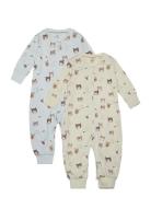 Pyjamas Bear 2 Pack Pyjamas Sie Jumpsuit Blue Lindex