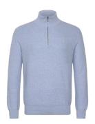 Mesh-Knit Cotton Quarter-Zip Sweater Tops Knitwear Half Zip Jumpers Bl...