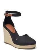 Flag High Wedge Espad Closed Toe Sko Wedge Black Tommy Hilfiger