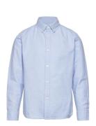 100% Cotton Oxford Shirt Tops Shirts Long-sleeved Shirts Blue Mango