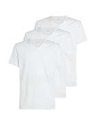 S/S V Neck 3Pk Tops T-shirts Short-sleeved White Calvin Klein