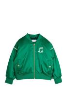 Note Chenille Satin Baseball Jacket Tynn Jakke Skalljakke Green Mini R...