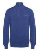 Cotton Pique Halfzip Tops Knitwear Half Zip Jumpers Blue GANT