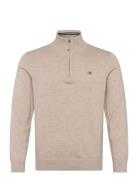 Classic Cotton Half Zip Tops Knitwear Half Zip Jumpers Cream GANT