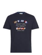 Graphic Ss T-Shirt Tops T-shirts Short-sleeved Navy GANT