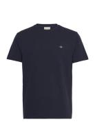 Texture Ss T-Shirt Tops T-shirts Short-sleeved Navy GANT