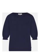 Molly Short Sleeve Pullover Tops Knitwear Jumpers Navy Fabienne Chapot