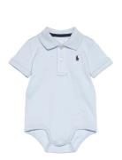 Cotton Interlock Polo Bodysuit Bodies Short-sleeved Blue Ralph Lauren ...