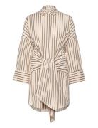 Althea Tie Up Shirt Dress Kort Kjole Cream Malina