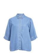 Objframe 2/4 Re Denim Top Noos Tops Shirts Short-sleeved Blue Object