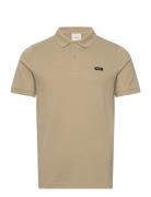 Stretch Pique Slim Polo Tops Polos Short-sleeved Beige Calvin Klein