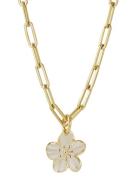 Calista Enamel Necklace Ivory/Gold Accessories Jewellery Necklaces Dai...