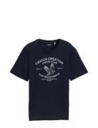 Printed T-Shirt Tops T-shirts Short-sleeved Navy Tom Tailor