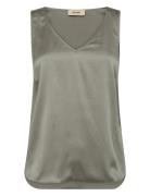 Mmastrid V-Neck Silk Tank Top Tops Blouses Sleeveless Grey MOS MOSH