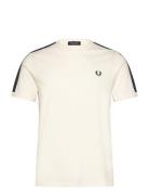 Contrast Tape Ringer Tee Tops T-shirts Short-sleeved Cream Fred Perry