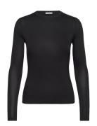 Long-Sleeved Fitted T-Shirt Tops T-shirts & Tops Long-sleeved Black Ma...