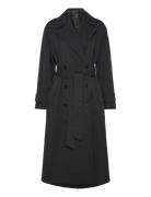 Long Over D Double-Breasted Trench Coat Trench Coat Kåpe Black Mango