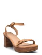 Melissah Nappa Leather Platform Sandal Sandal Med Hæl Beige Lauren Ral...