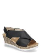 61975-00 Sandal Med Hæl Espadrilles Black Rieker