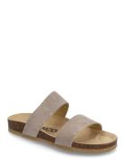 Biabetricia Twin Strap Sandal Suede Sandaler Beige Bianco