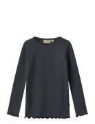 T-Shirt L/S Ida Tops T-shirts Long-sleeved T-shirts Navy Wheat