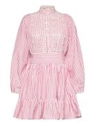 Seersucker Mini Dress Designers Short Dress Pink By Ti Mo