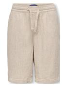 Osjtel Visc Lin Shorts 0075 Bottoms Shorts Beige ONLY & SONS