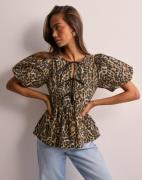 Nelly - Multi/Mønstrete - Bow Puff Sleeve Blouse