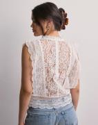 Only - Hvit - Onlkaro S/L Lace Top Noos Wvn