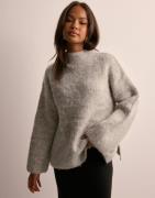 Pieces - Grå - Pcmala Ls Highneck Knit Noos Bc