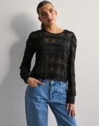 Only - Svart - Onlzoey L/S O-Neck Puff Top Jrs