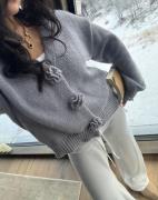 Pieces - Grå - Pcfatima Ls Knit Cardigan D2D Fsy B