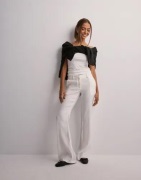 Nelly - Hvit - Low Waist Linen Flare Pants