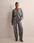 OBJECT - Grå - Objflora Re L/S Knit Cardigan Noos