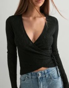 Nelly - Svart - Lace Wrap Top
