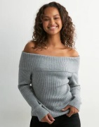 Only - Grå - Onlkatia Ls Off Shoulder Knt
