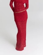 Nelly - Rød - Romantic Lace Maxi Skirt