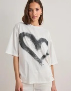 One Teaspoon - Hvit - Heart White Kobe Tee