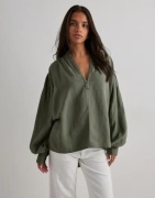 One Teaspoon - Grønn - Linen Lace Up Shirt