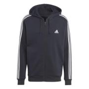 adidas Hettegenser Essentials Fleece 3-Stripes Full Zip - Sort/Hvit