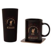 Liverpool Krus Glass & Coaster-sett - Svart/Gull