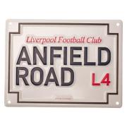Liverpool Metal Skilt Anfield Road - Hvit/Svart